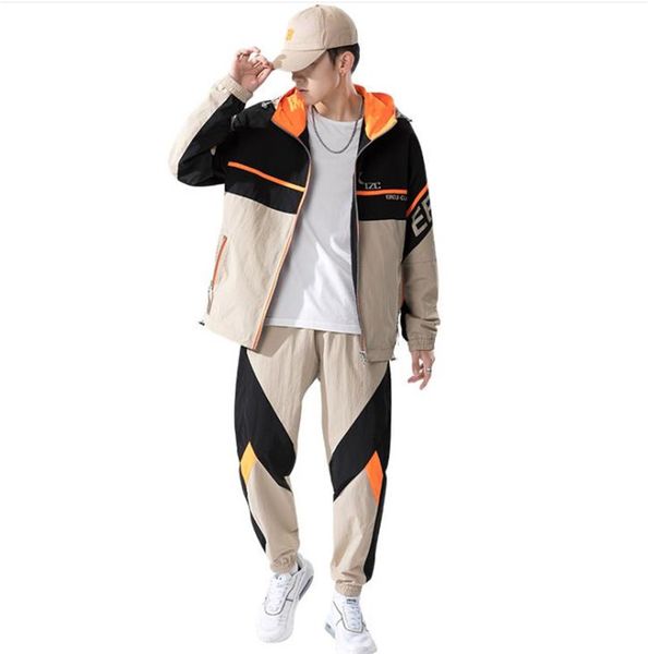 

mens 2020 luxury designer casual tracksuit lapel neck cardigan sports suits spring autumn fall male clothing, Gray