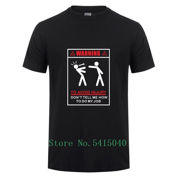 

summer men warning to avoid injury t shirts mens tees 100% cotton t-shirt mechanic engineer man tshirt