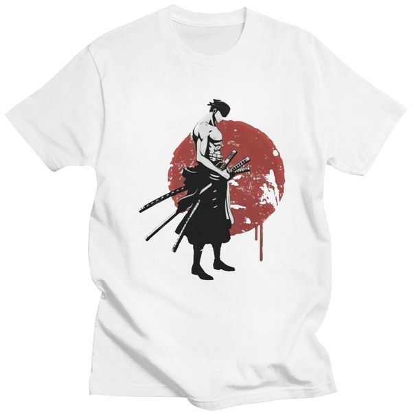 

fashion roronoa zoro tshirt men short sleeve one piece shirt blood sword hunter t-shirt cotton anime comics harajuku tee gift