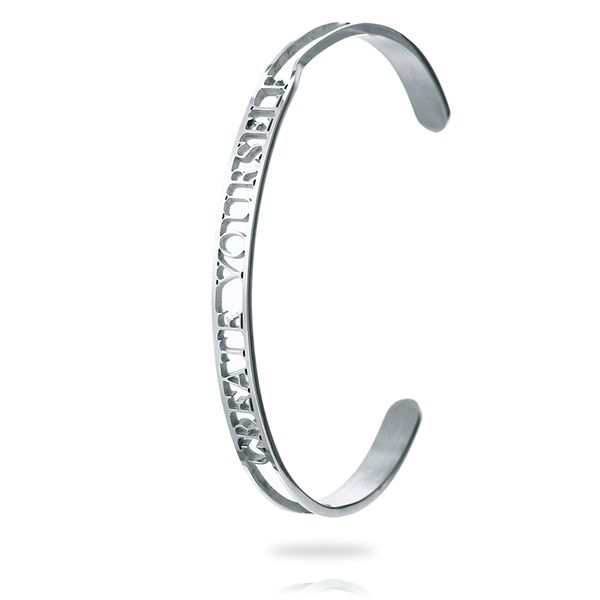 

mylongingcharm hollow letter adjustable stainless steel bracelet create yourself women's party accessories m0241, Black