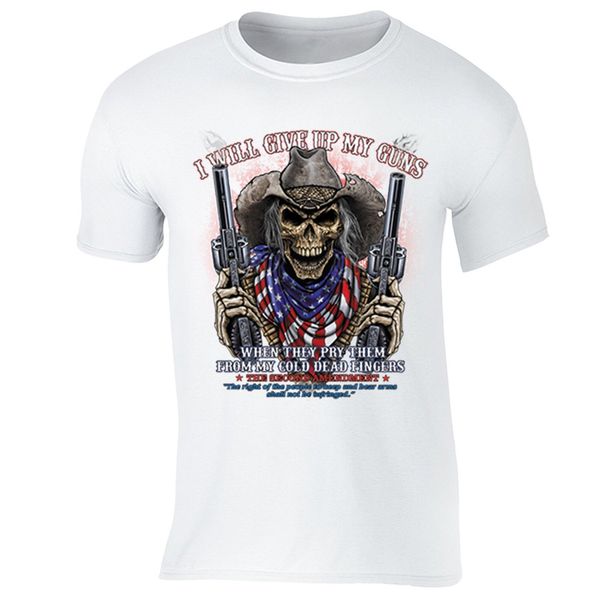 

2019 new men's give up my guns t-shirt american usa cold flag dead skull 2nd second amendment summer fashion