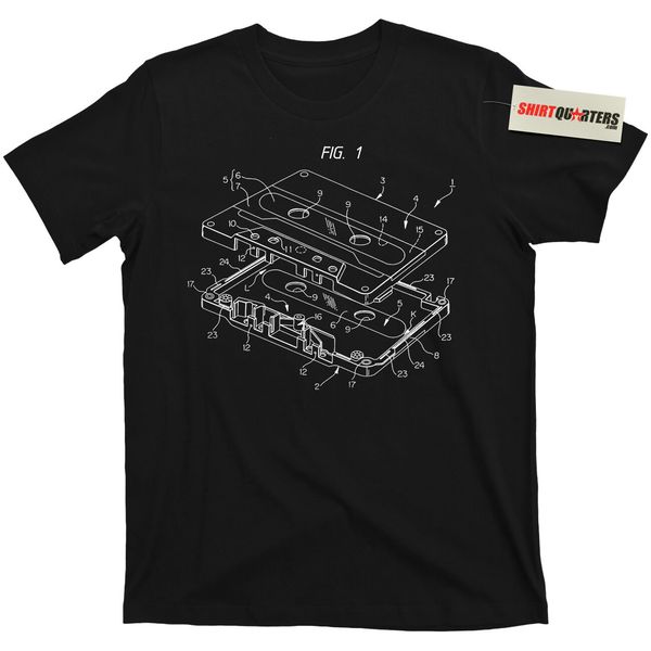 

exploded view cassette tape science geek nerd life hip hop arcade techie t shirt