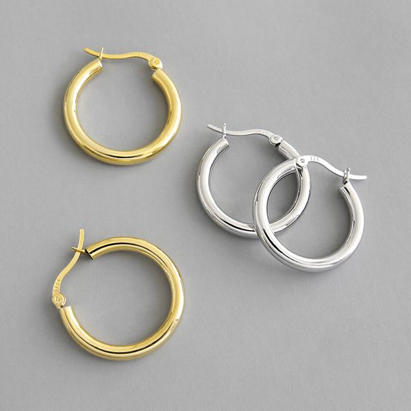 

minimalism gold circle hoop earings 925 sterling silver earrings for women bijoux femme 2020aretes de mujer pendientes plata, Golden;silver