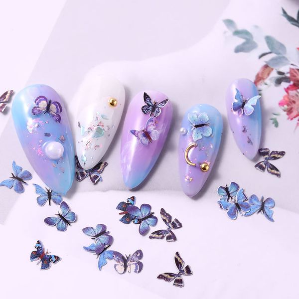 

3d butterfly shape fake nails stickers glitter colorful stickers nails tips manicure accessories nail art tool