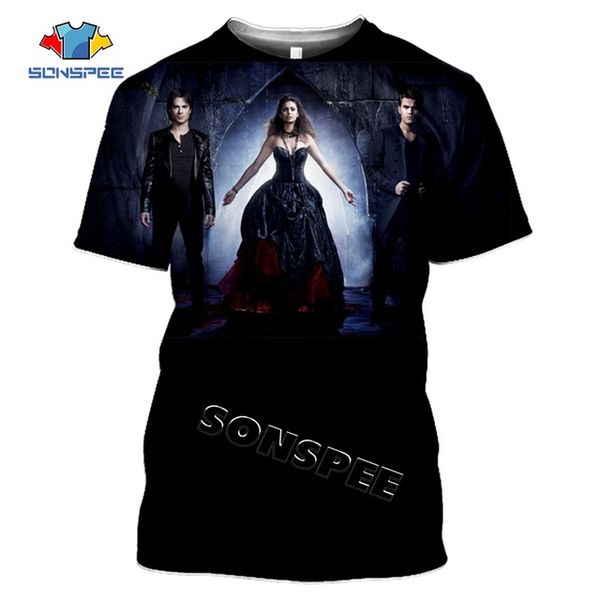 

the vampire diaries summer men clothing 3d print shirts oversized humor horror men clothing
