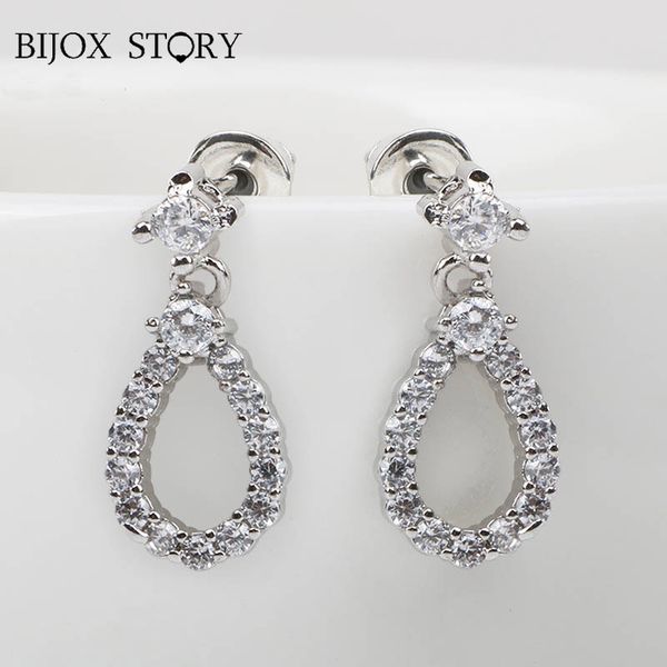 

dangle & chandelier bijox story fashion female earrings 925 sterling silver with water drop shaped zircon earring for wedding anniversary pa