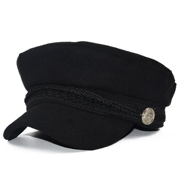 

stingy brim hats women retro autumn winter beret visor fashion soft side badge warm sboy british style octagonal cap wool hat gift, Blue;gray