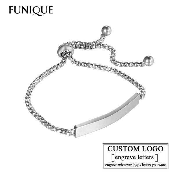 

funique customize engrave bracelets for women stainless steel custome personalized id bracelet logo engrave name bangles femme, Black