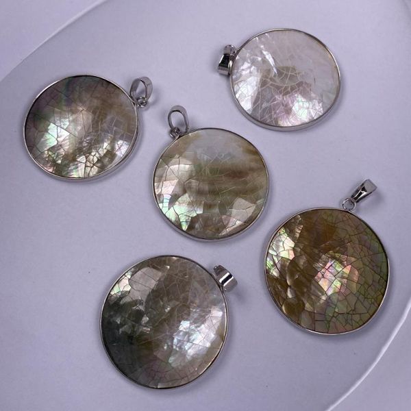 

1pcs new style fashion shell pendant round crack bordure pendant for jewelry making charms diy necklace bracelet accessory, Bronze;silver