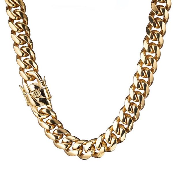 

16mm stainless steel charming gold color cuban curb link chain men's women's necklace or bracelet jewelry 7-40, Silver