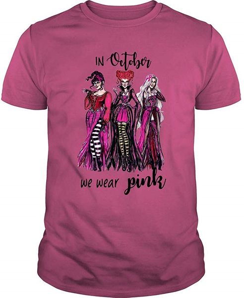 

on october we wear pink t shirt men women hocus pocus for halloween tee shirt trendy streetwear