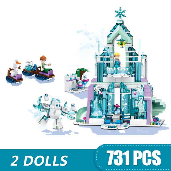 

731pcs small building blocks toys compatible with legoe magic sparkling ice castle gift for girls boys children diy