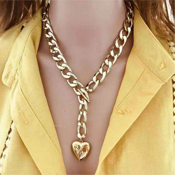 

pendant necklaces 2021 fashion creative can open heart punk gold classic choker necklace for women party jewelry gift schmuck, Silver