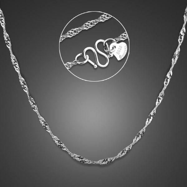 

925 sterling silver fashion necklace fashion jewelry for women water wave chain with chain necklace not fade