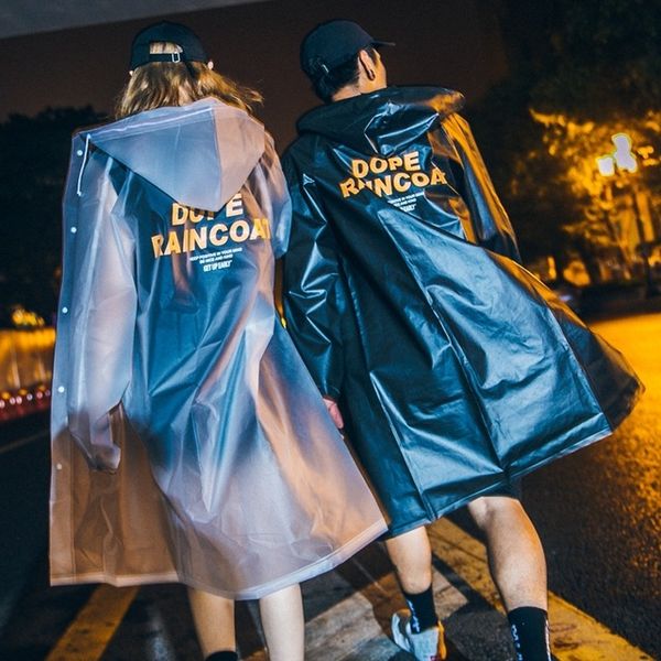 Moda- protetor solar casaco de chuva impermeável letra impressão cute ver através de longtrench meninas adolescentes mulheres claras longas transparentes soltadas