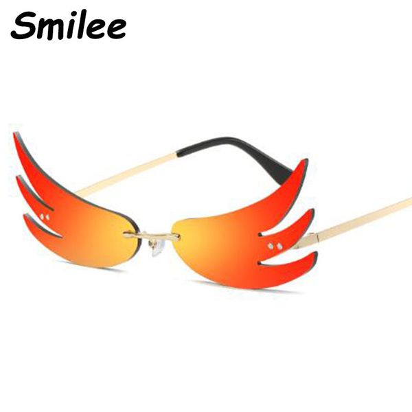 

2020 orange red flame glasses brand designer women cat eye sunglasses retro metal frame sun glasses men shades uv400 oculos, White;black
