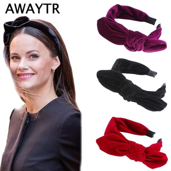

awaytr gold velvet wide side hairband bow headband bezel turban women vintage lady girls hair accessories headwear head hoop