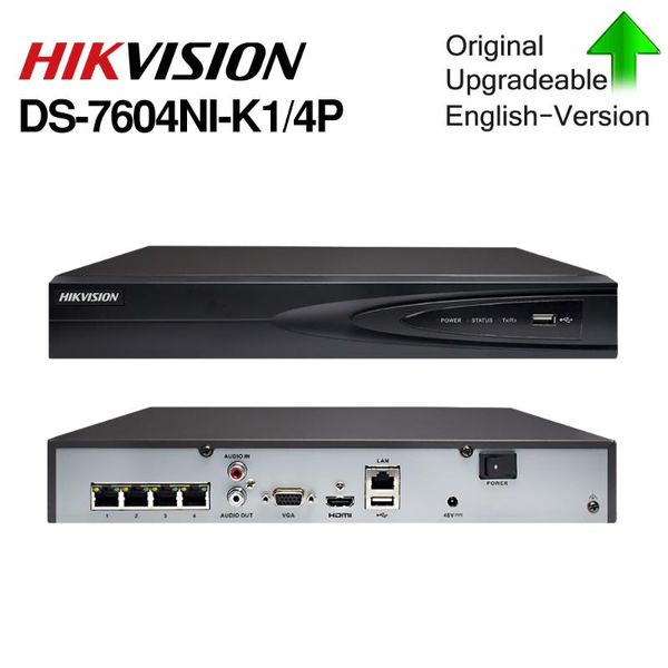 

hikvision 4 ch cctv system ds-7604ni-k1/4p with4poe port 4k network nvr supports 5mp/8mp camera, Black;white