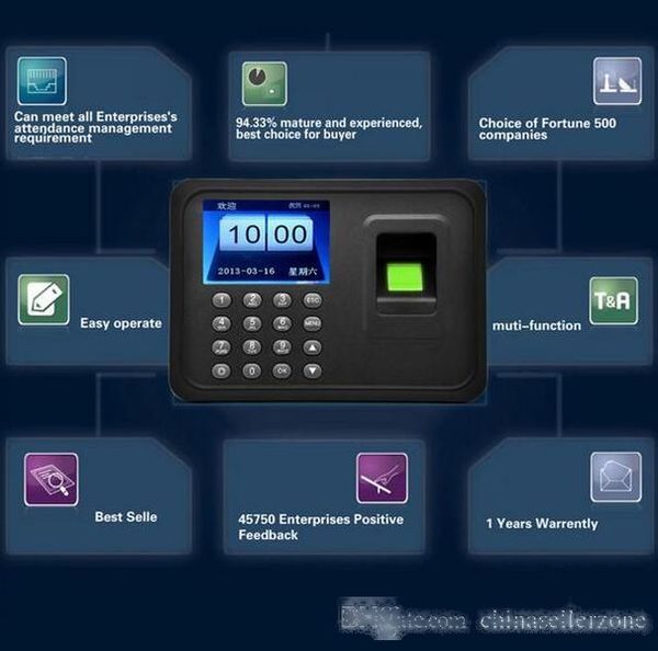 

biometric a6 fingerprint time attendance clock recorder employee digital electronic english spanish korean reader machine