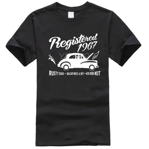 

registered 1967. birthday celebration t-shirt backfires a bit morris minor