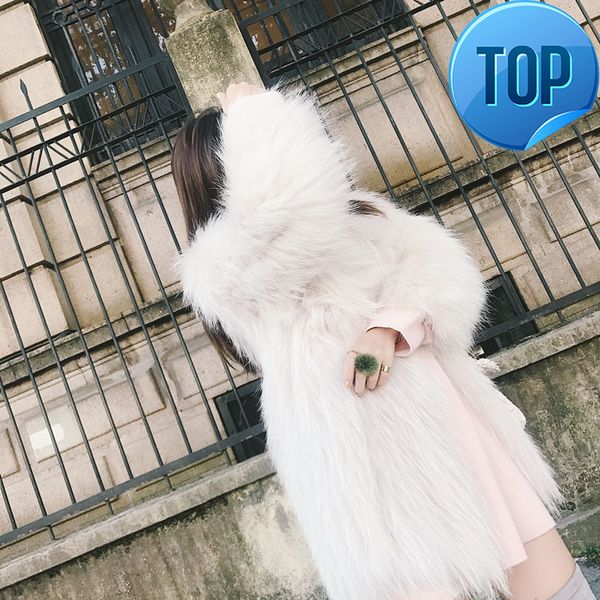 

raccoon fur natural coat luxury new winter elegant real fur jacket warm long sleeve overcoat casaco feminino lx2345, Black