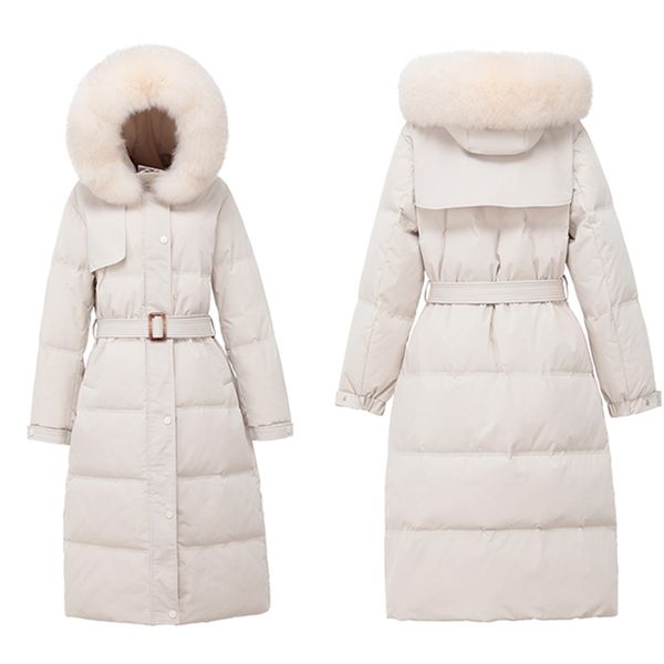 

women's down & parkas winter coat ins super fire wear 2021 big hair collar white duck jacket long style versatile, Black