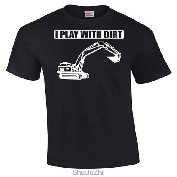 

new arrived i with dirt backhoe | construction t-shirt summer fashion brand o-neck t shirt cotton pattern tees and