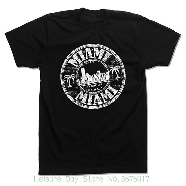 

100% cotton t-shirts for man miami florida palms beach stamp vintage t-shirt for men - 0178