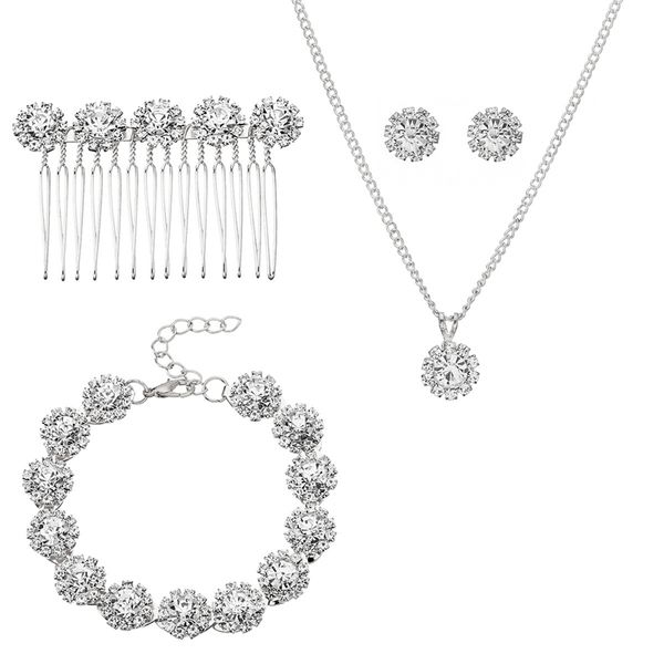 

european and american style wedding 5 sets of creative bridal jewelry, Black