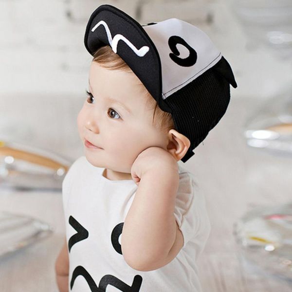 

dhl 50pcs cute cartoon baby baseball caps boys girls spring summer hat lovely black white sun hat for 1-3 years children, Yellow