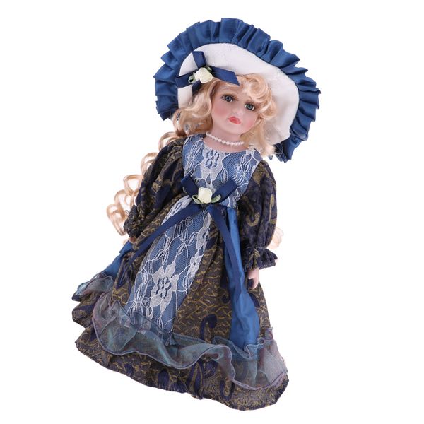 

elegant girls ceramics doll with wood stand for victorian porcelain dolls