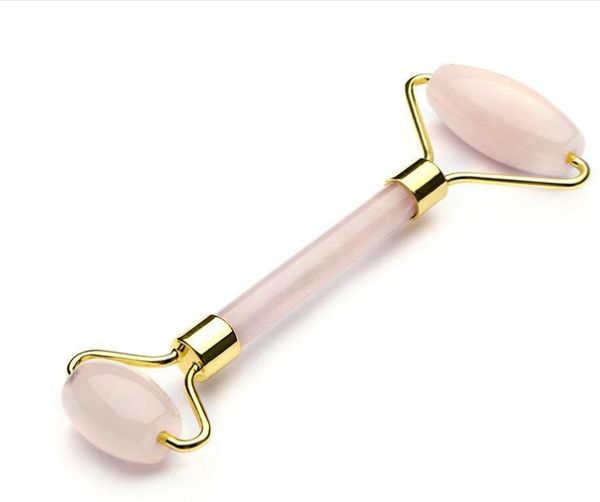 

natural pink quartz roller massager facial beauty massage tool jade roller face thin massager natural jade massage face-lift