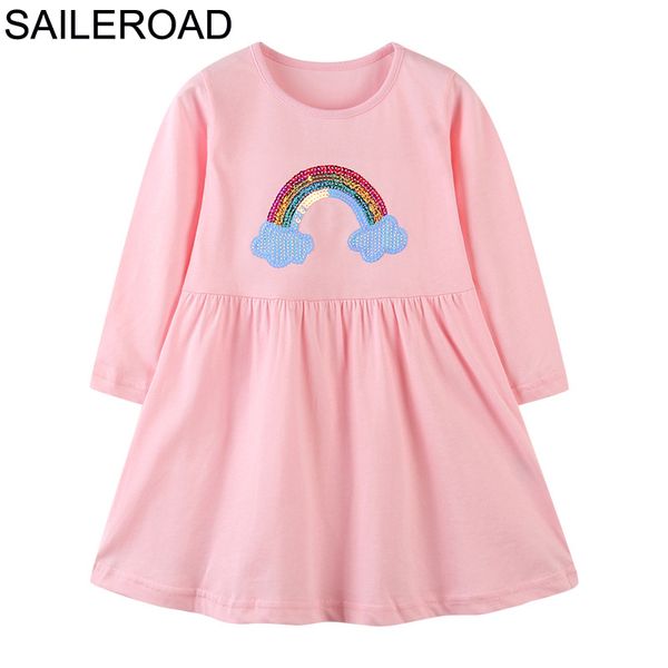 

saileroad rainbow sequin girls dress clothing party clothes baby dresses cotton princess cute birthday gift christmas kid dress, Red;yellow