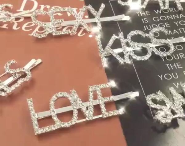 Commercio all'ingrosso a buon mercato per ragazze Word Crystal Barrette Forcine Clip Lettera Accessori per ciondoli per capelli La tua moda I tuoi stili