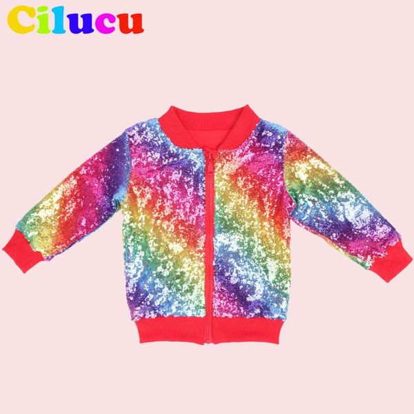 

toddlers rainbow jacket for girls sparkly sequin bomber coat kids autumn birthday party outwear coat halloween christmas jacket, Blue;gray