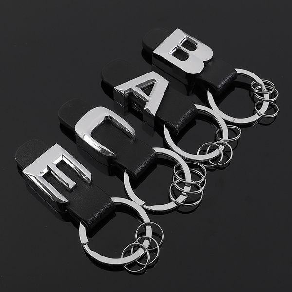 

car letter keychain for a b c d e g m s gl sl ml 3d metal leather strap key ring, Silver