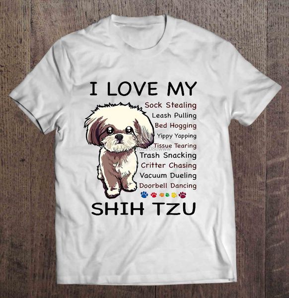 

men t shirt i love my sock stealing leash pulling bed hogging yippy yapping shih tzu(1) women t-shirt
