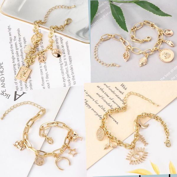 

link, chain moon star symbol creative personality simple fashion bracelet shrinkable size female jewelry gift, Black