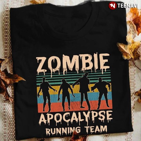

halloween zombie apocalypse running team t-shirt