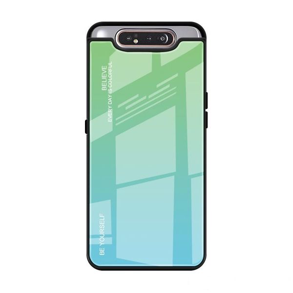 

anti-drop luxury tpu soft edge colorful gradient tempered glass back phone case for samsung a80 protective shell