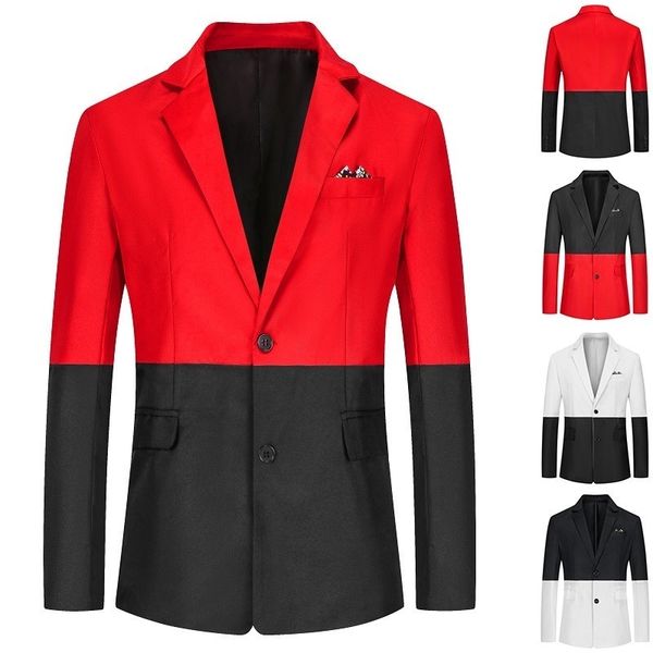 

men's suits & blazers slim fit for men 2021 stylish casual solid blazer business wedding party outwear coat suit single breasted regul, White;black