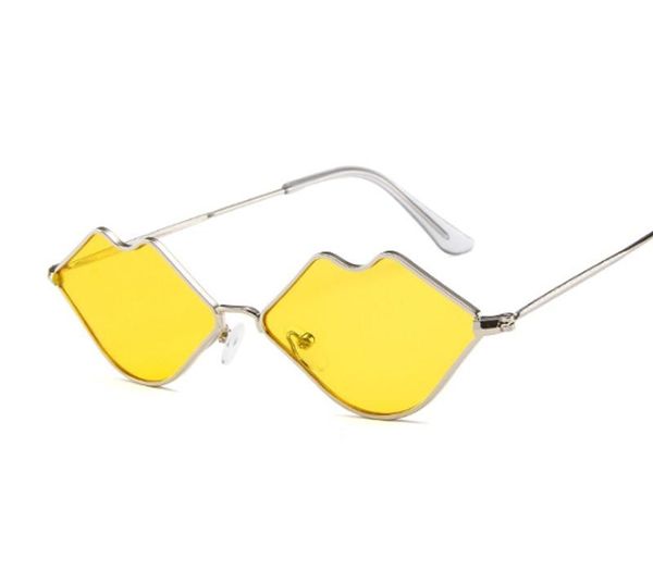

fashion metal sunglasses women red lips design ladies sunglasses vintage brand small frame ocean mirror, White;black