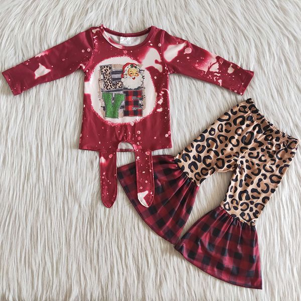 

toddler girls clothes santa claus boutique girls bell bottom outfit baby girl christmas clothes milk silk girls long sleeve leopard pants, White