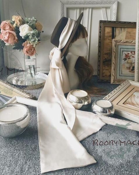 

lolita vintage hat for women woolen silk scarf fedora, Blue;gray