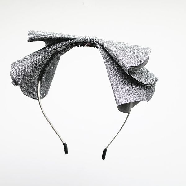 

2020k тюль большой лук hairband летние девушки бант оголовье детей моды полосы волос аксессуары металла с зубами, Slivery;white