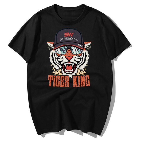 

мода сет wadley t shirt мужчины прохладный tiger king печать футболки мужские случайные хлопка высокого качества с коротким рукавом harajuku