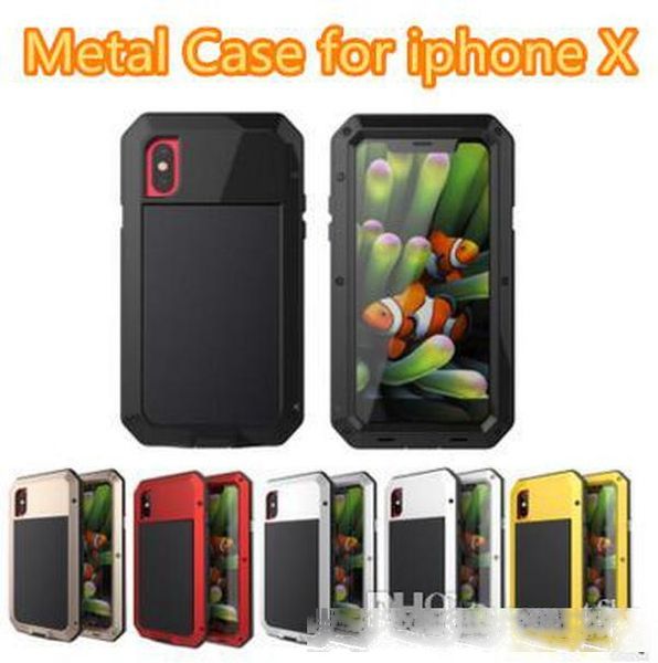

luxury armor shockproof heavy dropproof waterproof metal phone case for iphone x 8 7 6 6s plus with gorilla glass aluminum cover christmas