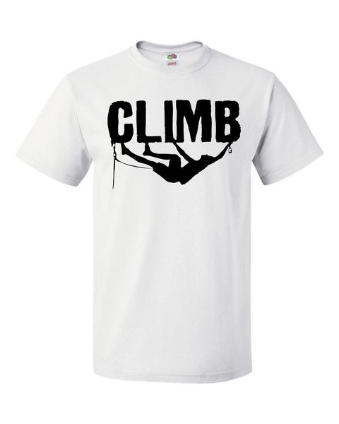 

2019 100% cotton mens climb rock climb climber graphic white t shirt