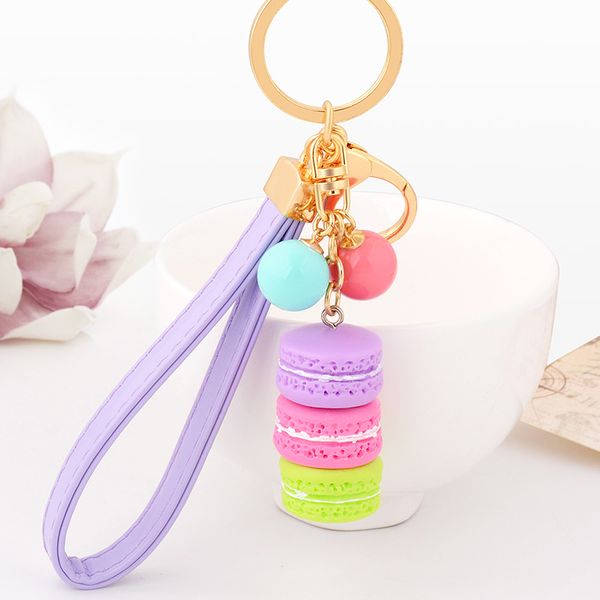 

keychains 5 colors cute colorful macaroon bag charm 2021 fashion resin macarons keychain gold met keyring car pendant key holder, Silver