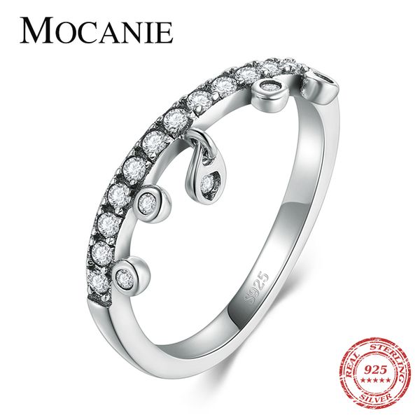 

cluster rings mocanie 925 sterling silver retro sparkling zircon irregular round finger ring for women tassel water drop jewelry gift, Golden;silver